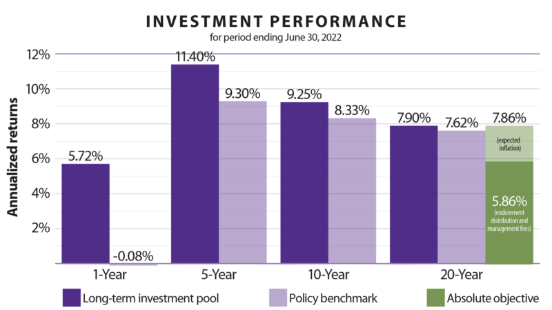 long-term investment pool performance column chart
