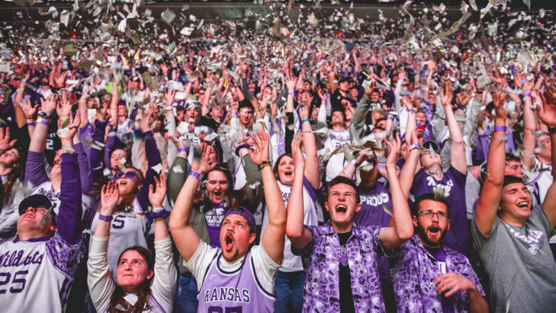 crowd of students at a basketball game
